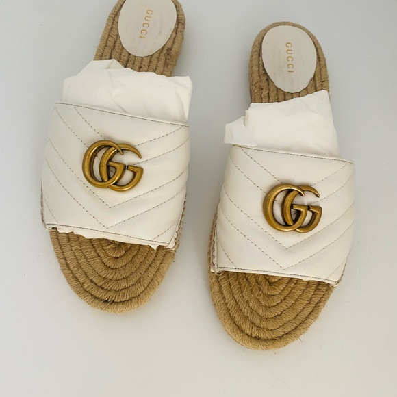 GUCCi Napa Marmont GG espadrille slides - Picture 8 of 9